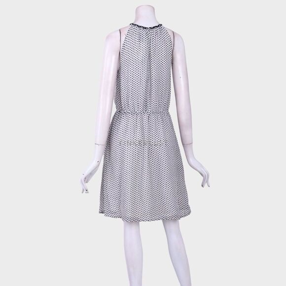 Pattered Keyhole Sz 4 Sleeveless BLK/ White Elastic Waist Fully Lined Mini Dress - Picture 8 of 10